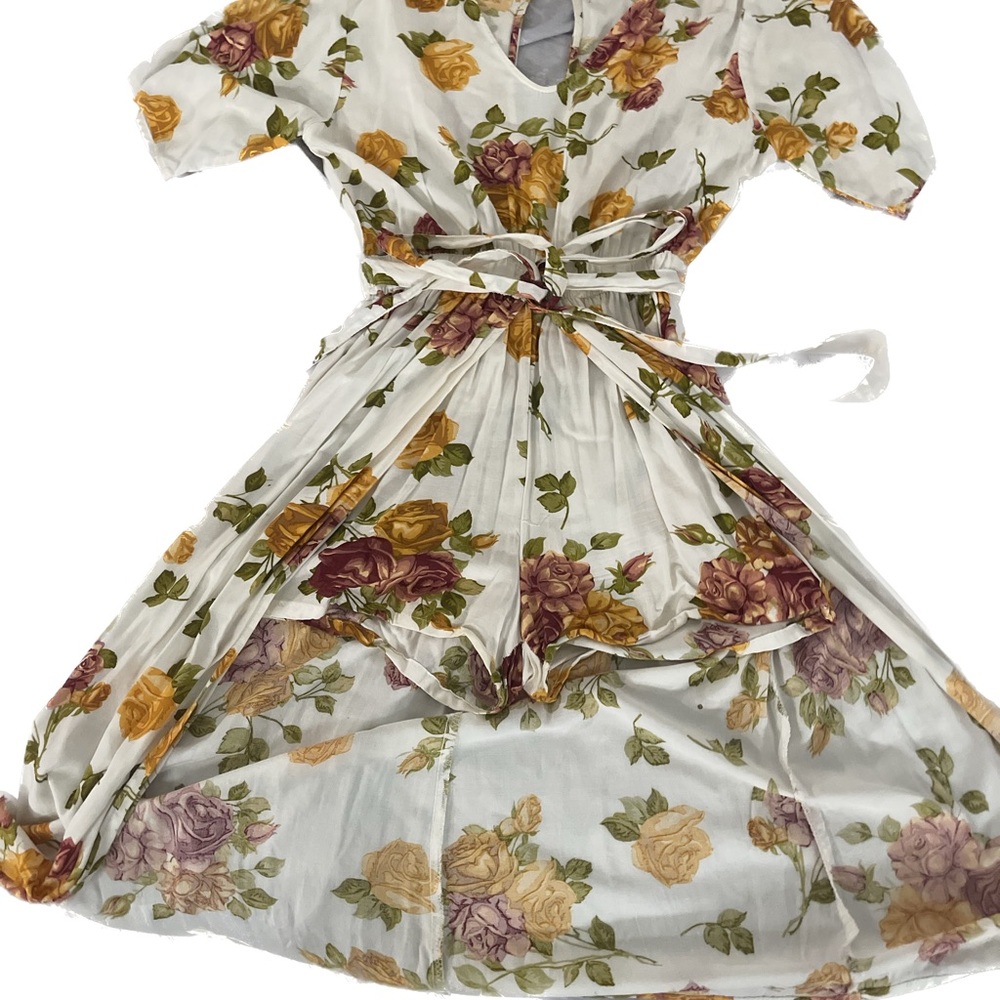 Love By Design Brown and Orange Flutter Sleeve Midi Dress